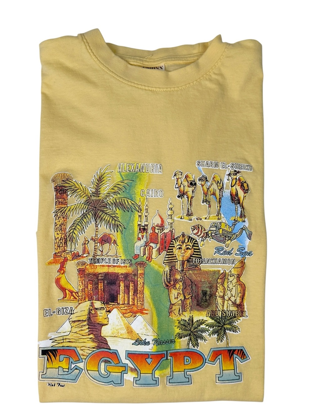 Vintage 90s Egypt Souvenir Mens Sphinx Pyramid T-Shirt Size L Made In Egypt